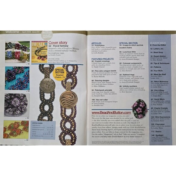 Bead And Button Magazine April 2008 Herringbone Blossoms - Picture 2 of 14